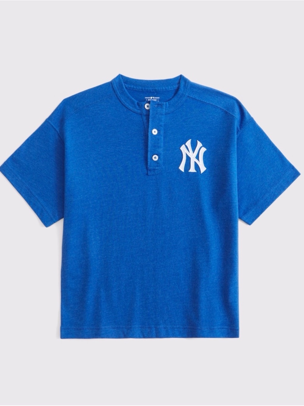 Abercrombie Kids New York Yankees Graphic Henley Tee Youth Size 7/8 Blue NWOT